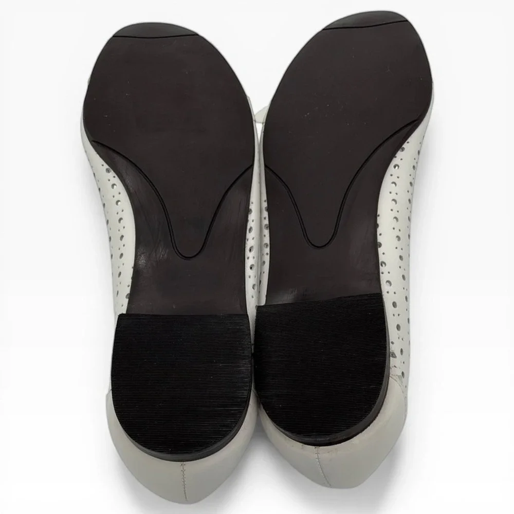 Talbots White Perforated Ballet Flats Bow‎ Scalloped Edge 7.5B